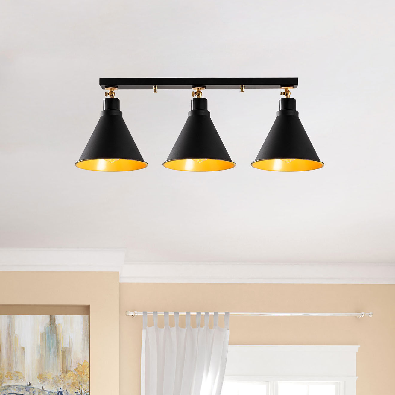 Opviq Plafonnier Berceste noir  -  D. 72xh.26 cm