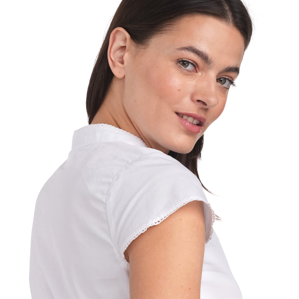 Gina Benotti Damen Dirndl-Bluse mit Spitze weiss