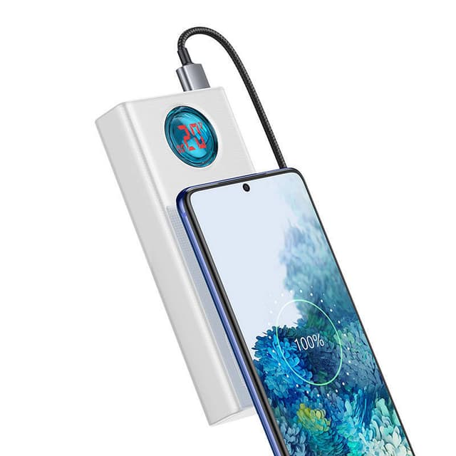 Powerbank Baseus Amblight 30000mAh, 4xUSB, USB-C, 65W (hvid)