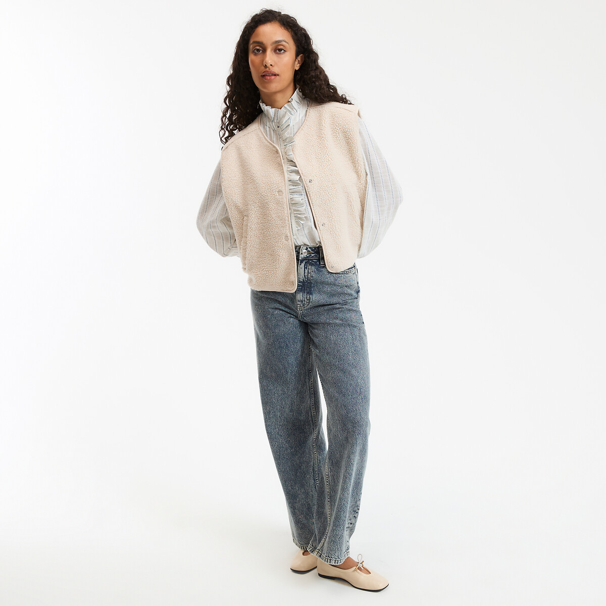 COLEÇÕES LA REDOUTE<br>Cardigã sherpa sem mangas