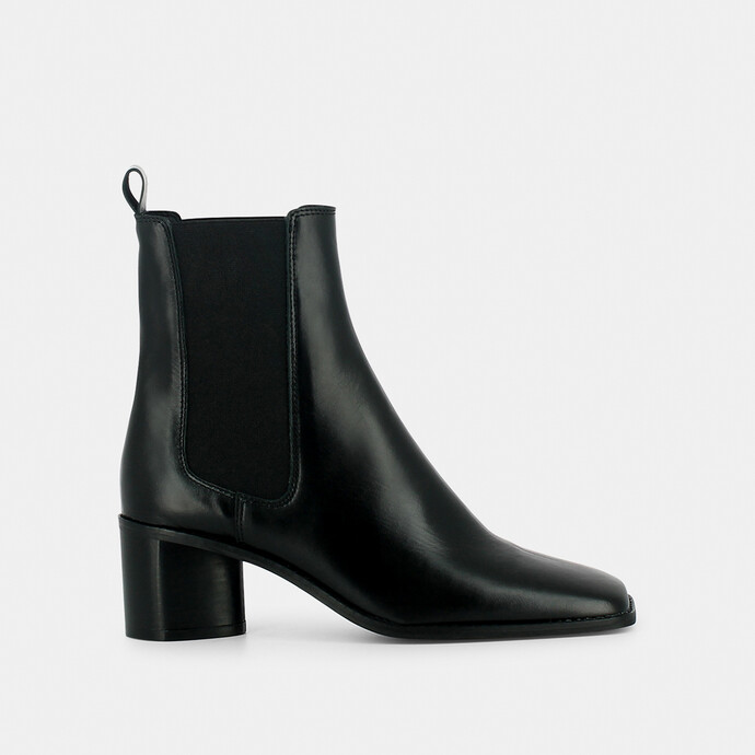 Bottines à talons  en cuir noir