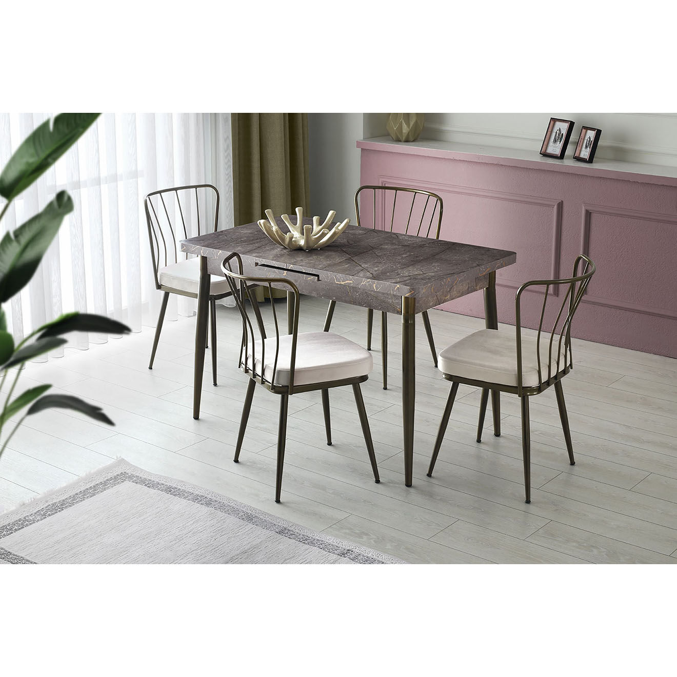Homitis 4 Chaises Yildiz  blanc/noir - 43x82x42 cm