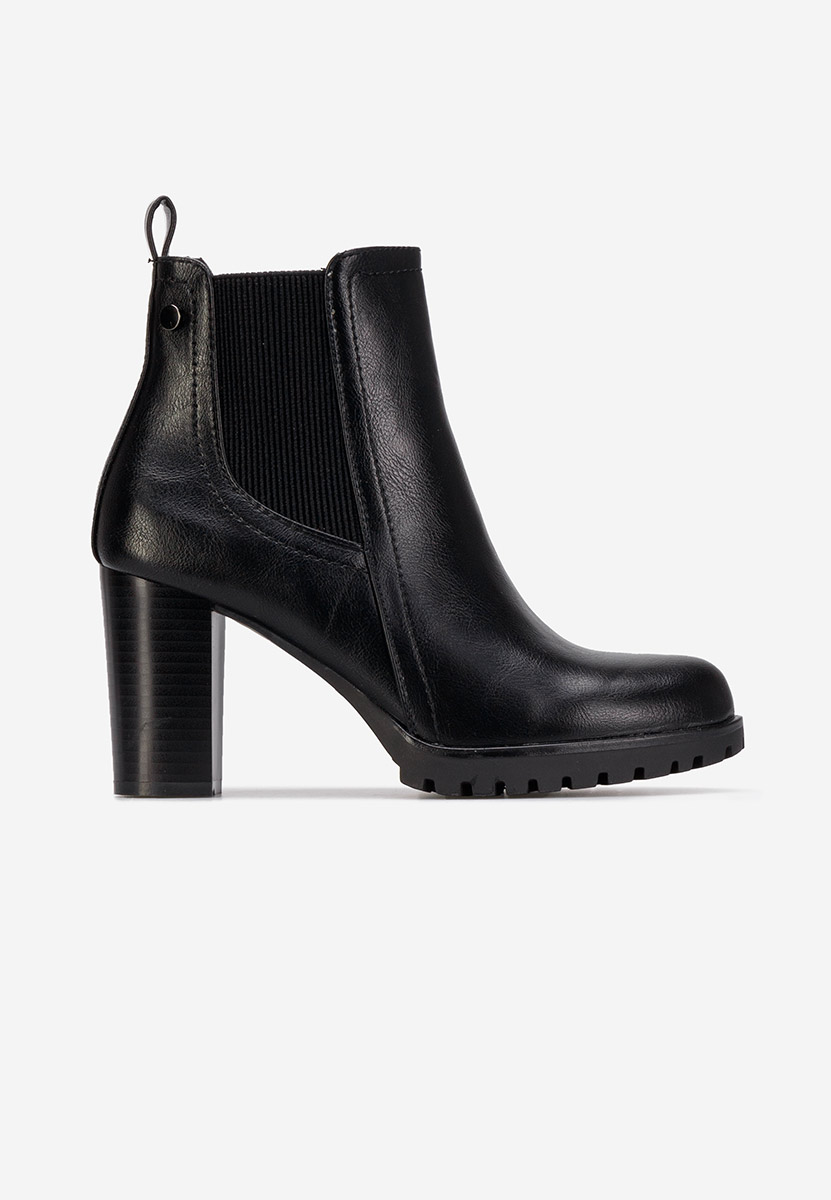 Bottines à gros talon noires Usiena