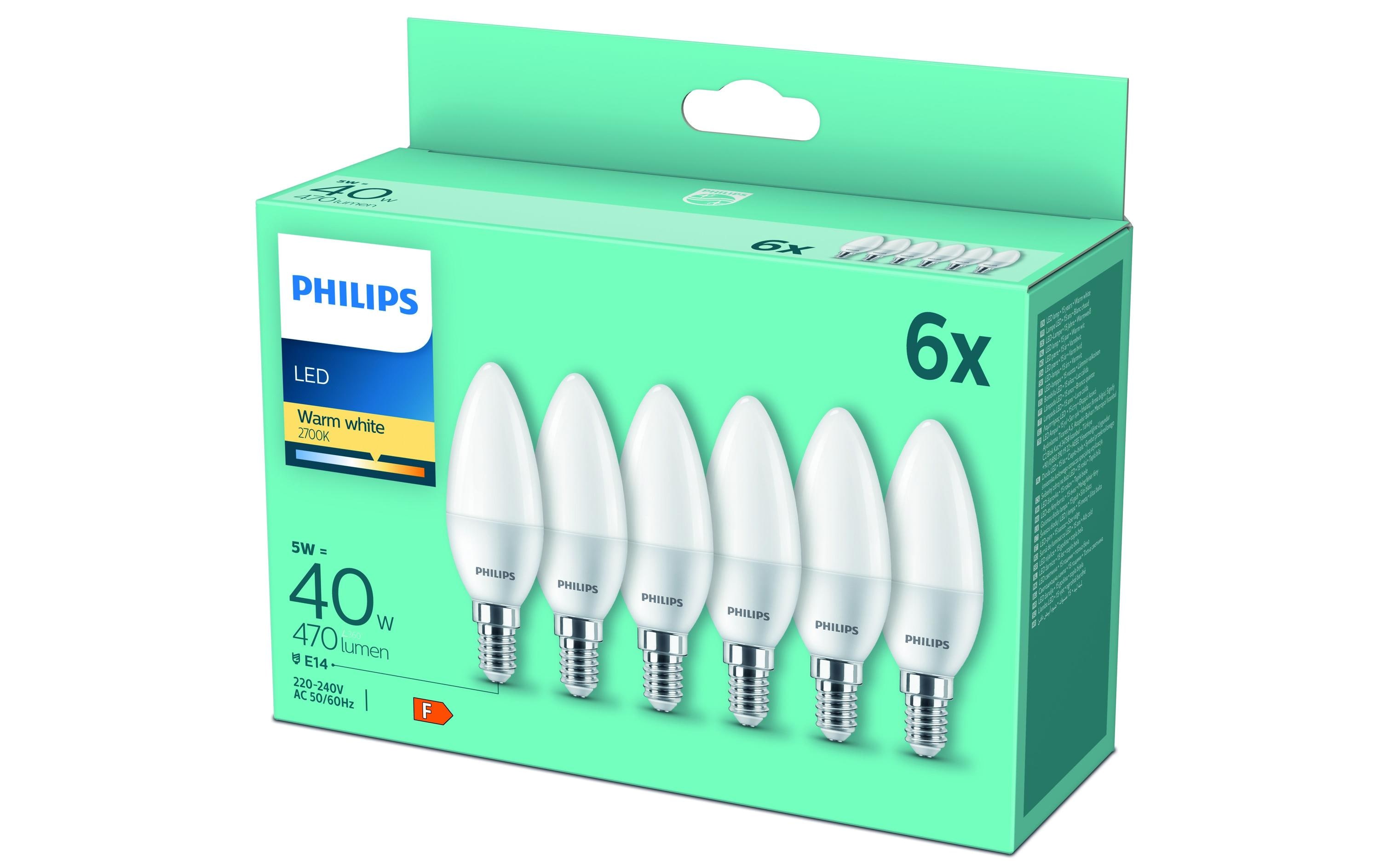 Lampe 5 W (40 W) E14 Warmweiss, 6 StückWarmweisses LED-Leuchtmittel B35 mit mattem Glas