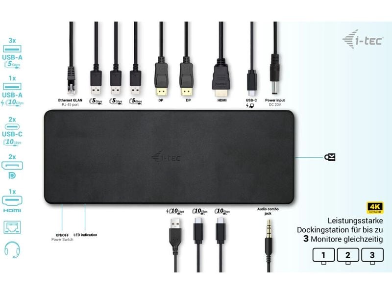 i-tec Dockingstation USB-C 3x 4K Gen 2 Pro   PD 100 W I-tec USB-C Triple Display Docking Station Gen 2 Pro   Power Delivery 100 W