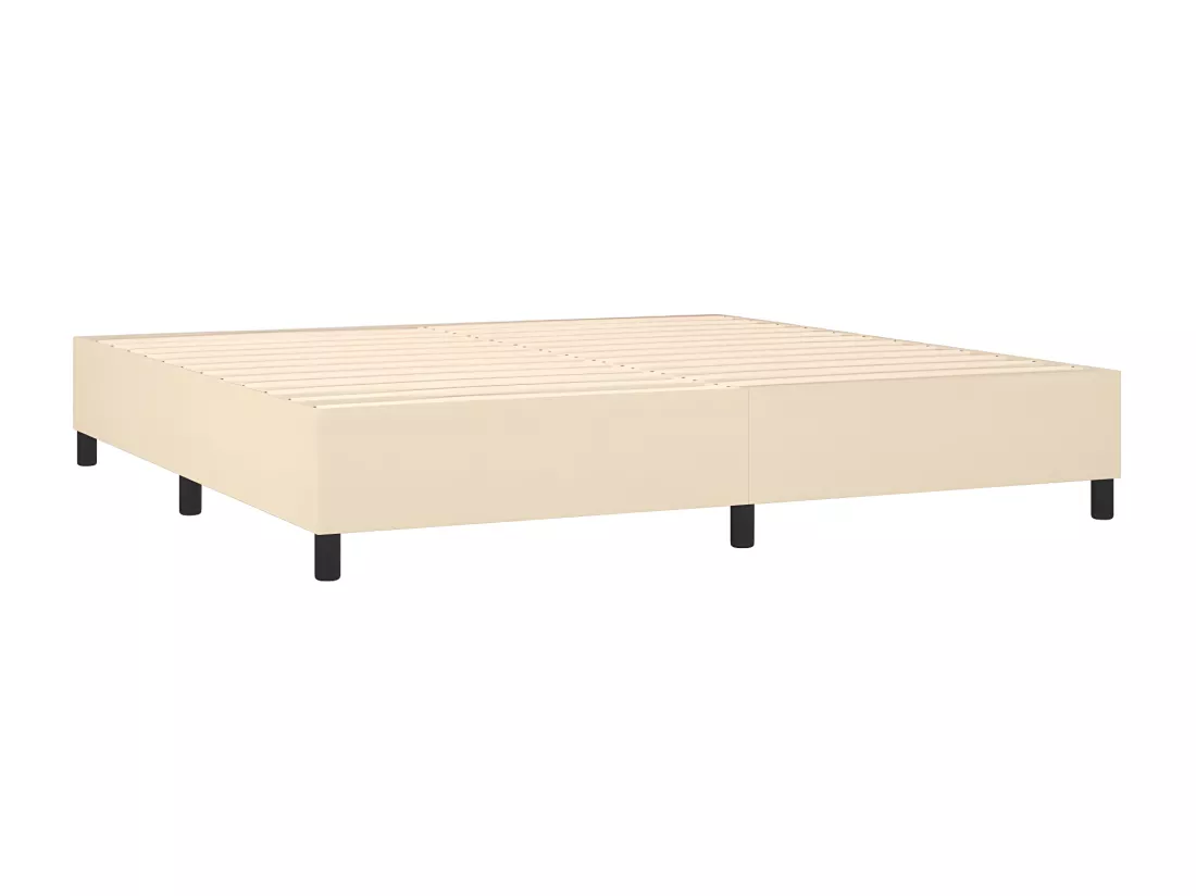 Sommier tapissier et matelas et LED Crème 200x200 cm Tissu