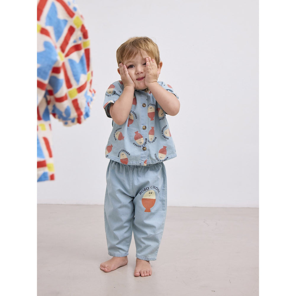 Køb Bobo Choses Lys Blue Morning Egg All Over Denim Skjorte