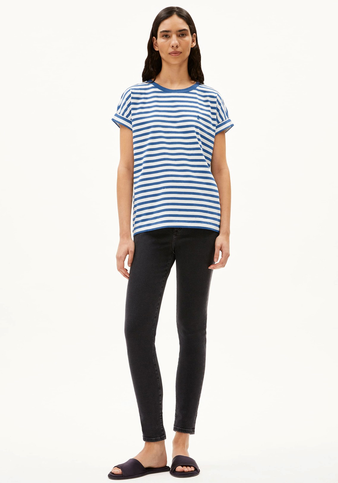 Armedangels T-Shirt Idaara Stripes White-Dark Morning