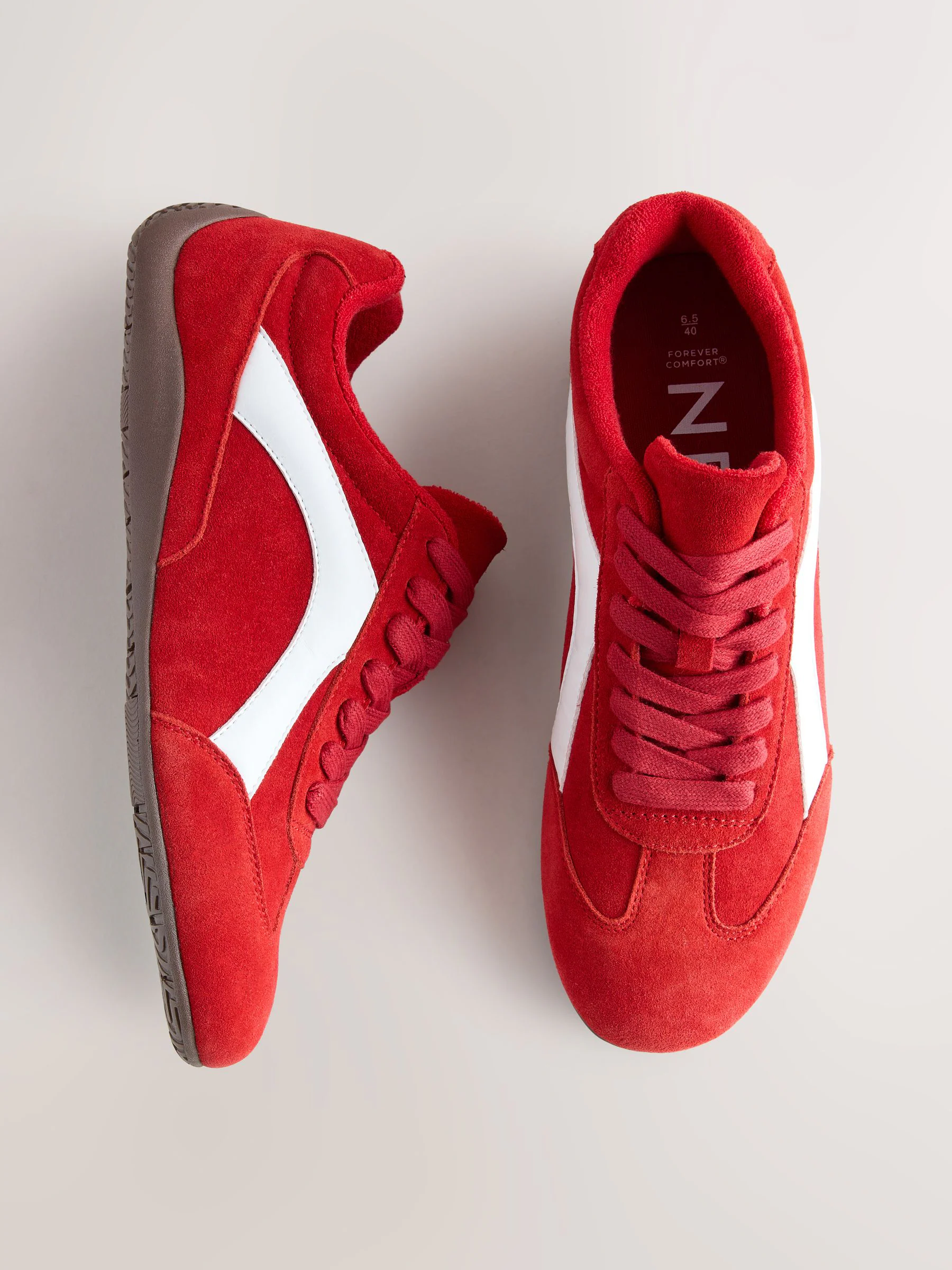 Rood suède - Forever Comfort® Leather Slimsole Lace-Up Trainers