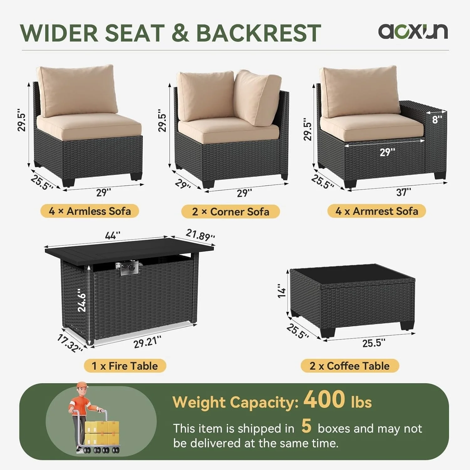Outdoor Patio Furniture Sets with 4in Thicken Cushion