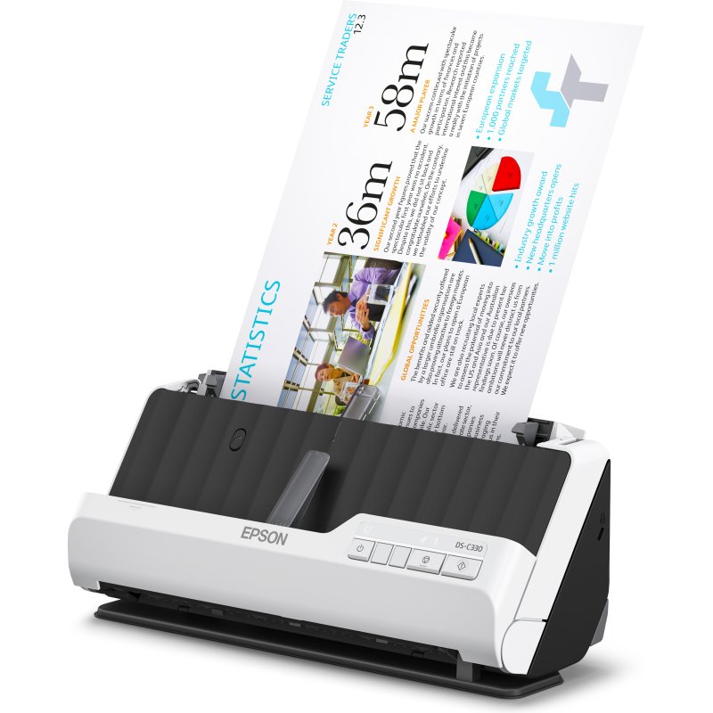Epson DS-C330 Chargeur automatique de documents + Scanner à feuille 600 x 600 DPI A4 Noir, Blanc
