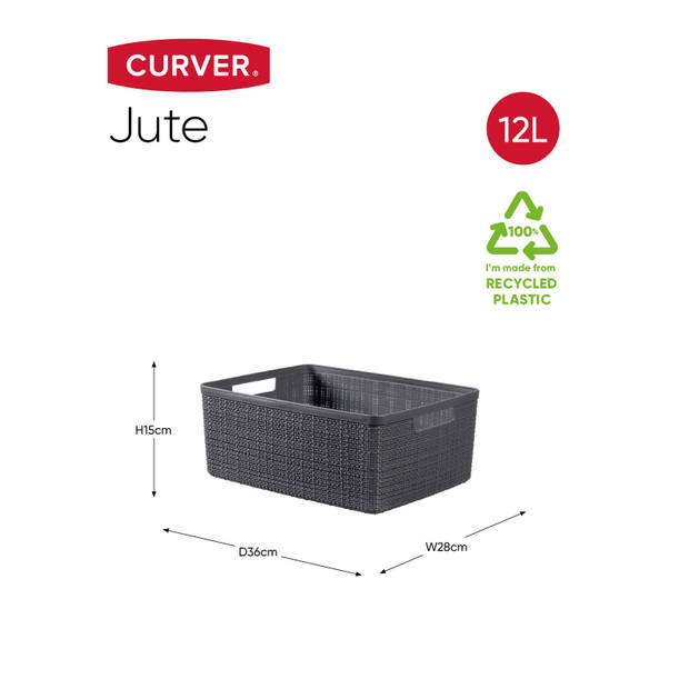 Curver Jute Mandje - M 12L - Donkergrijs