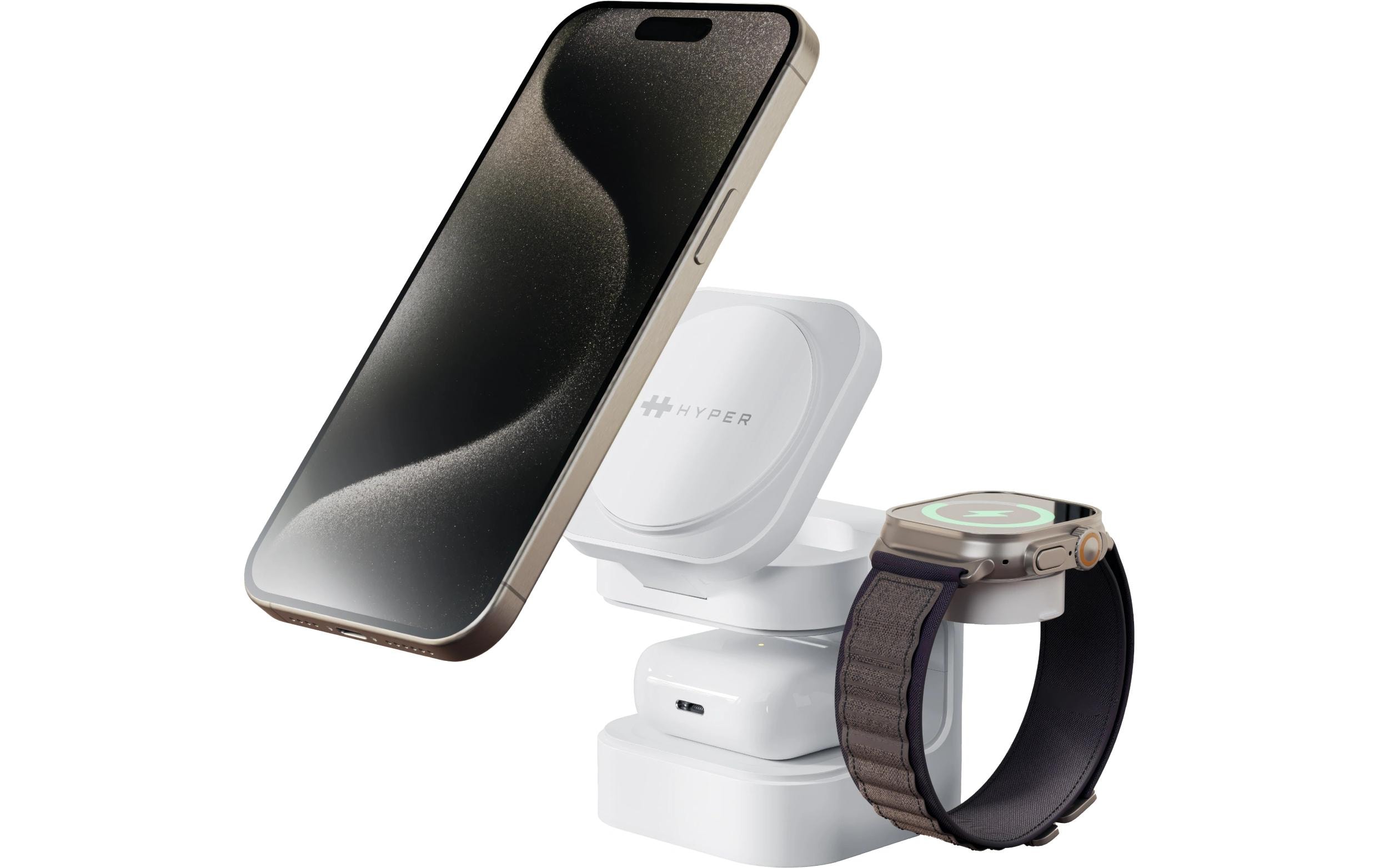 Wireless Charger Qi2 3-in-1, Weiss<br>3-in-1 magnetischer Ladeständer