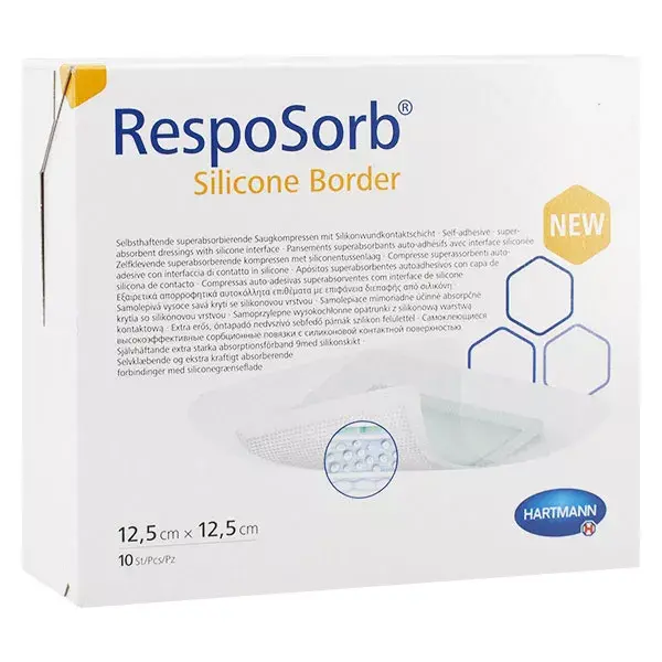 Curativo hidrocelular de silicone superabsorvente Hartmann Paul Resposorb 12,5x12,5cm, 10 unidades