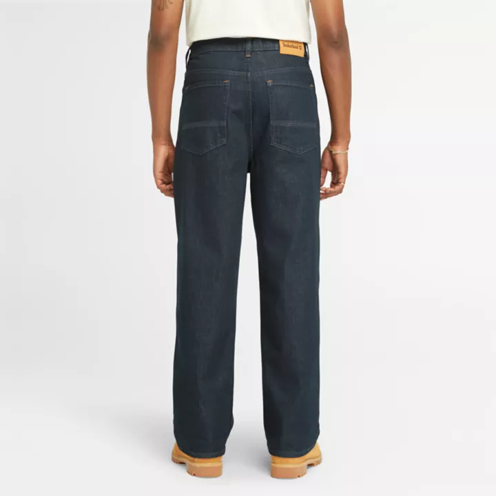 Pantalon décontracté en denim avec technologie Refibra pour homme en bleu marine
