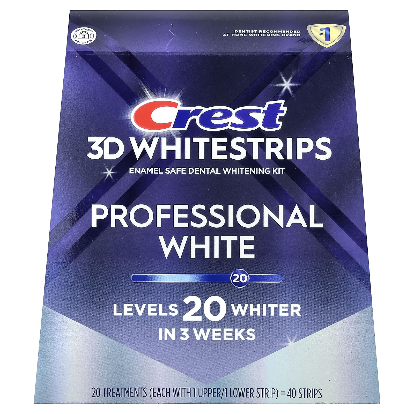 Crest, 3D Whitestrips, tandglazuurveilige tandenbleekset, 40 strips