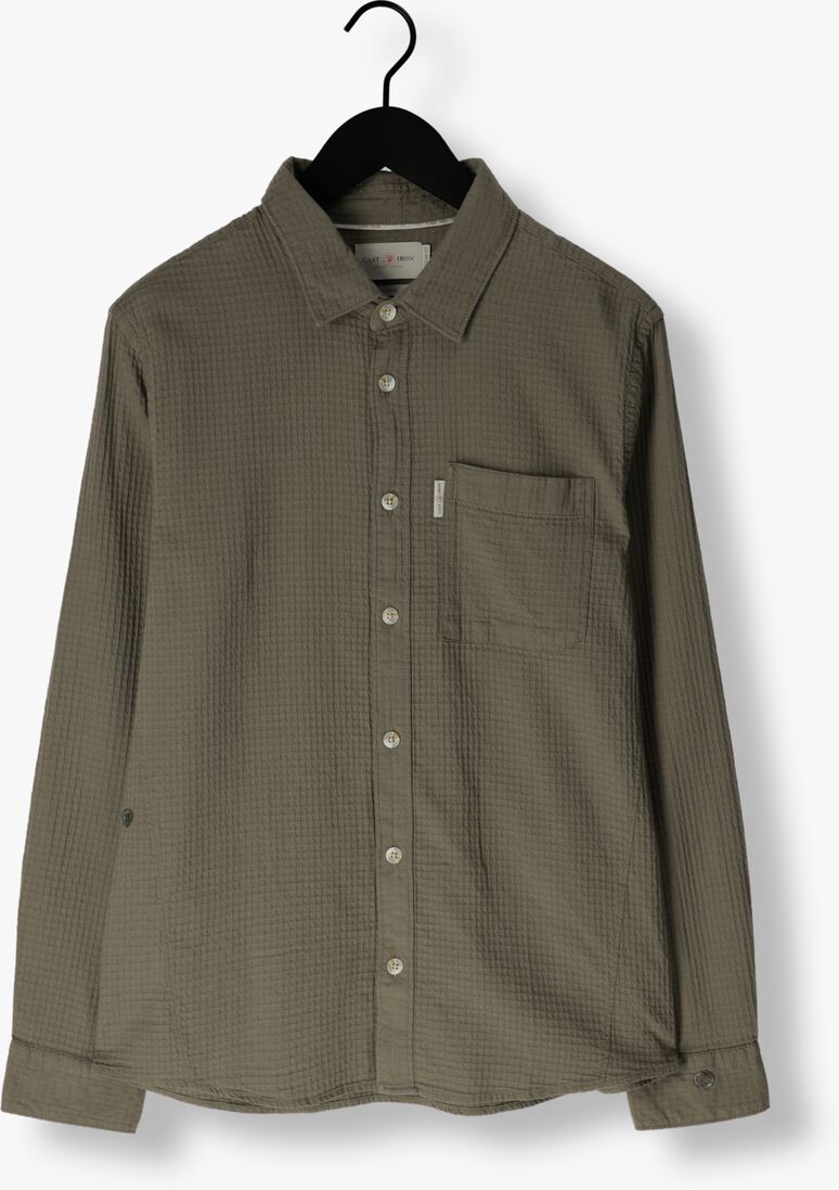 CAST IRON groene cast iron casual overhemd long sleeve shirt square structure regular fit