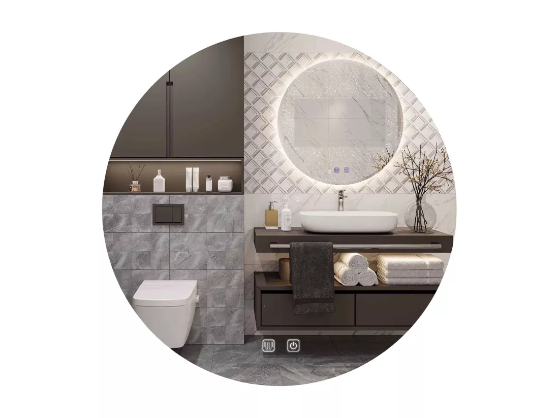 Miroir LED REA 70cm HZJ070 Chrome avec éclairage et fonction chauffage
