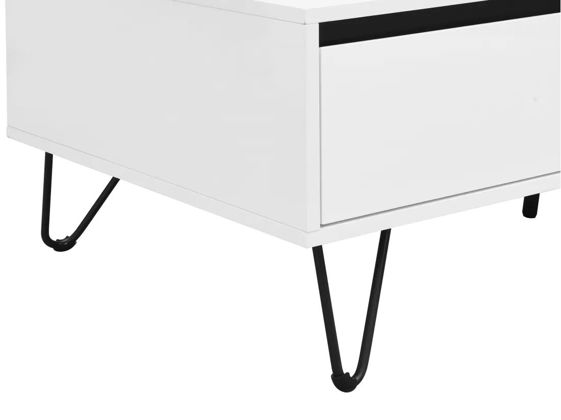 Table basse avec 2 tiroirs et 2 niches en MDF et acier - Blanc et Noir - ABUJA de Pascal Morabito