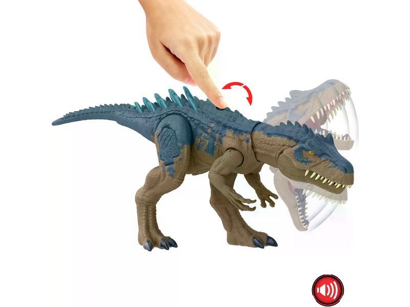 Mattel Jurassic World Ruthless Allosaurus Dinosaurier-Spielzeug mit Angriffsbewegung und Geräuschen