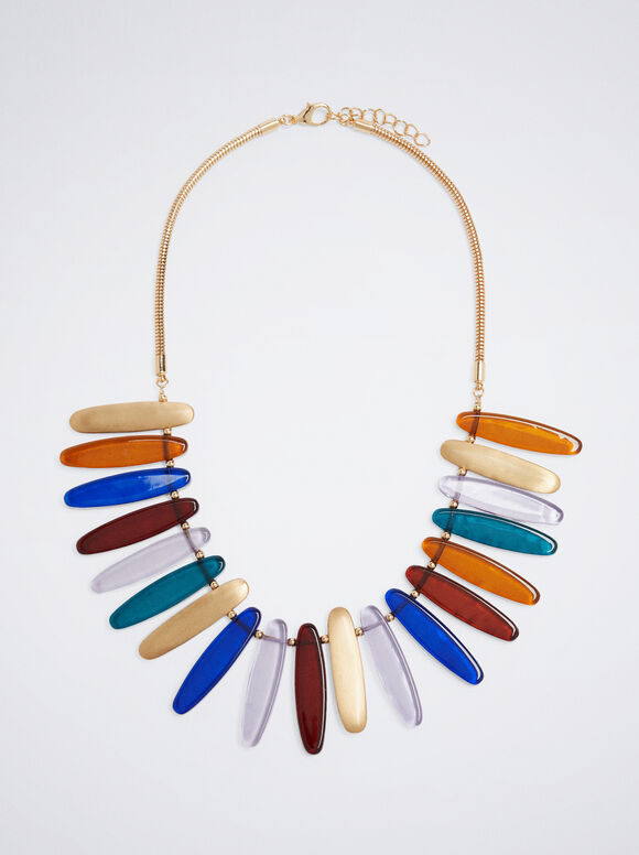 Colar com resina multicolorida - Multicolorido