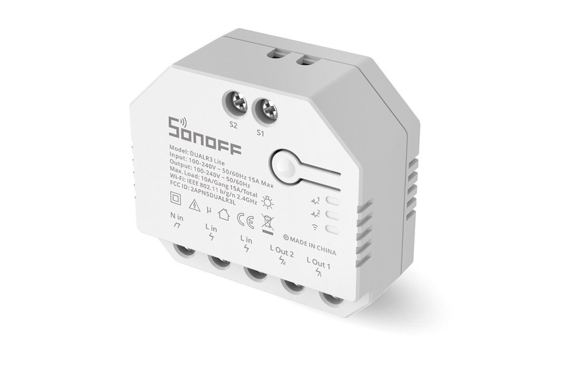 WiFi-Rolladenaktor DUALR3Lite, 2-fach, 230 V, 10AIntelligentes Steuermodul für Leuchten, Geräte und motorisierte Anlagen