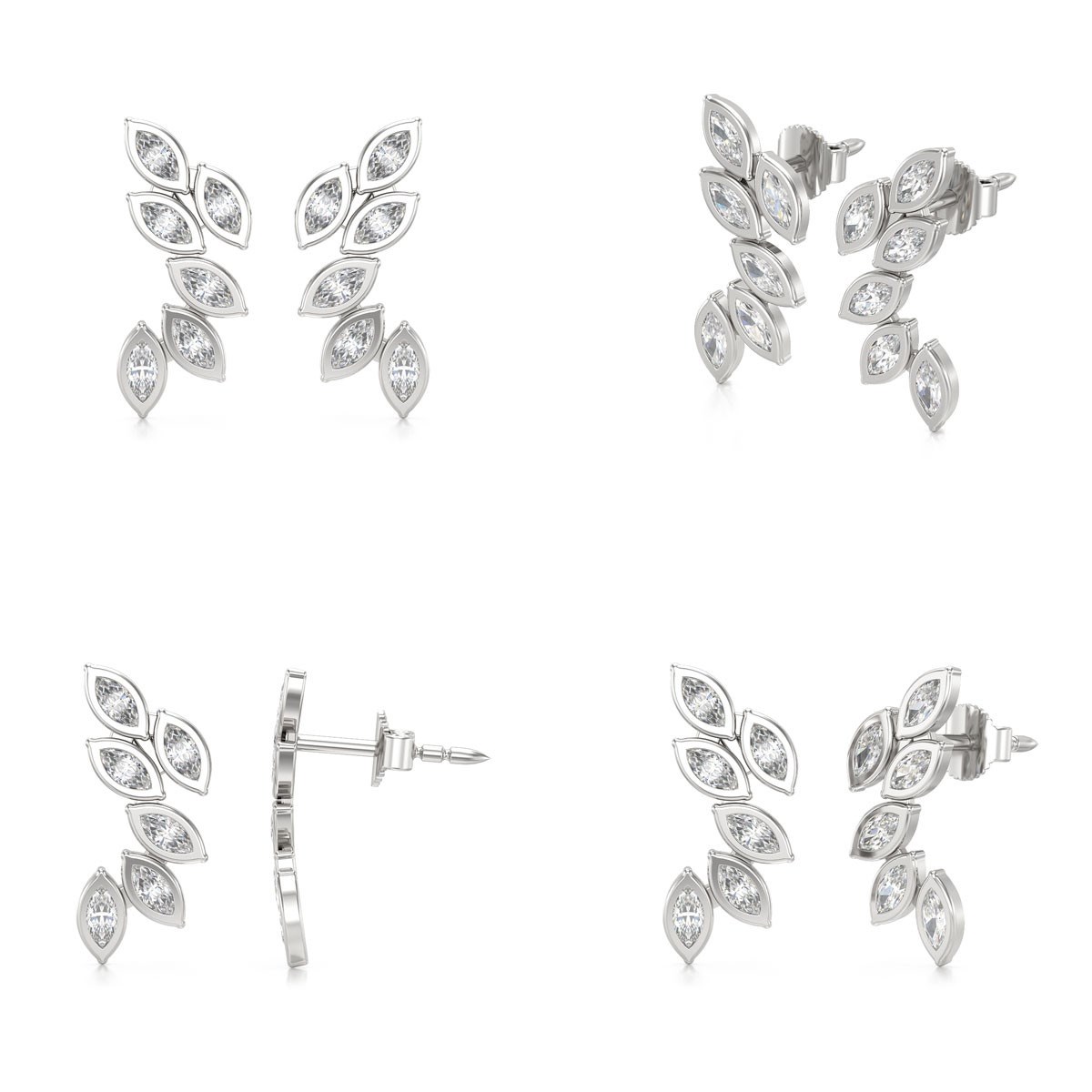 Boucles d'oreilles ADEN Or 585 Blanc Diamant 1.71grs