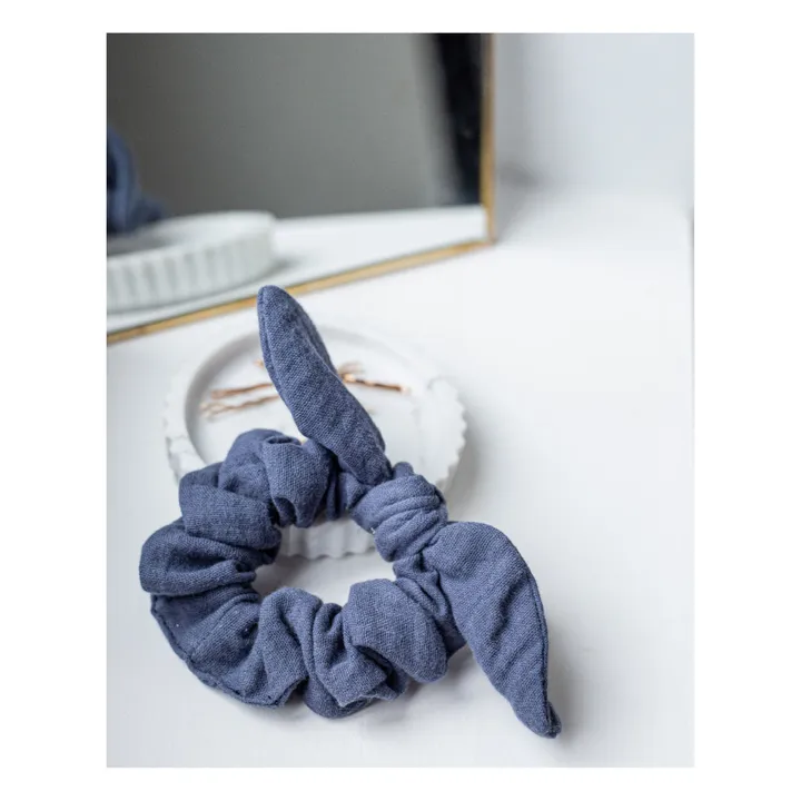 Bachca Chouchou nœud gaze de coton | Bleu