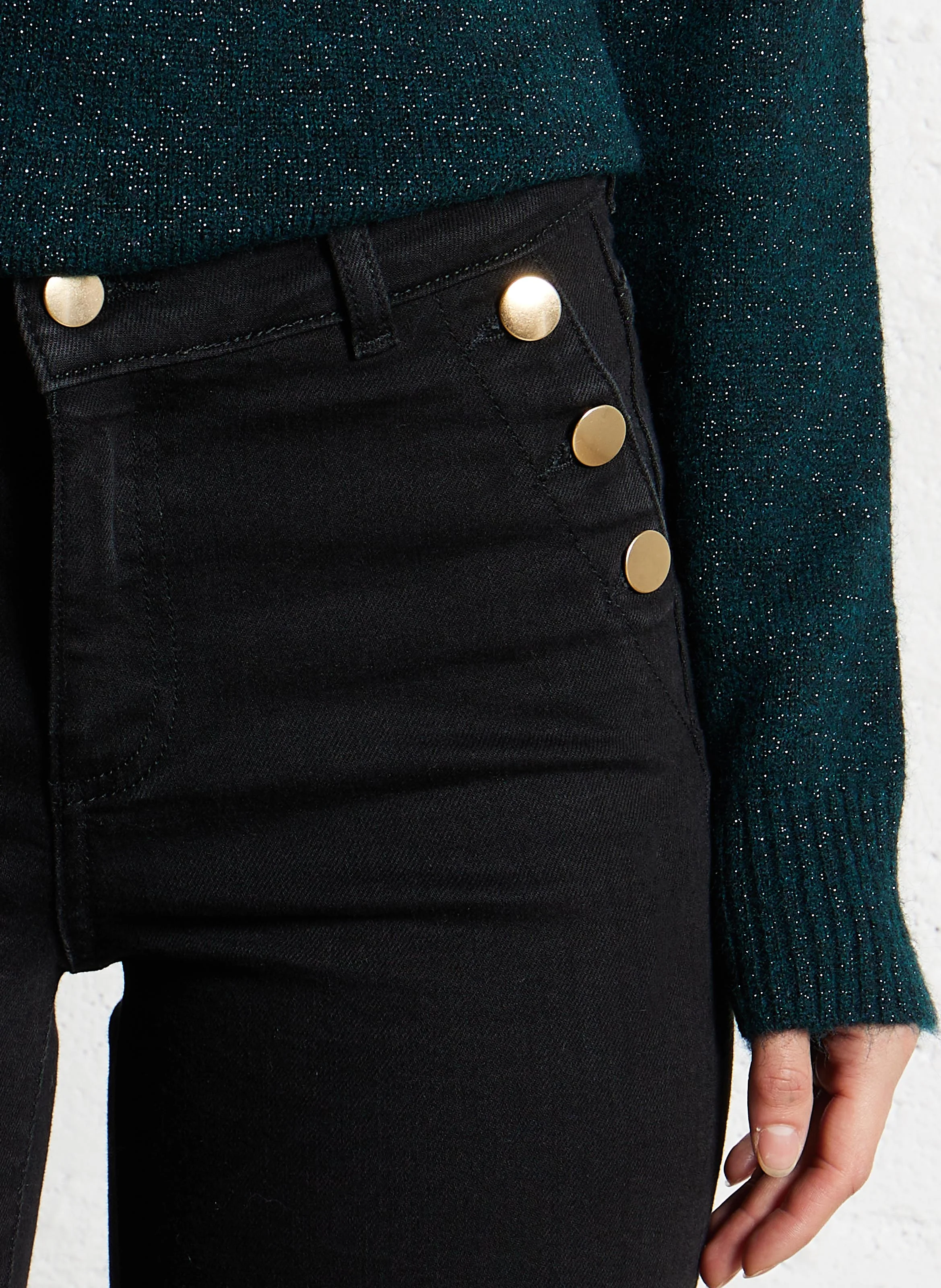 NINON - Jean boot-cut en coton mélangé | Noir