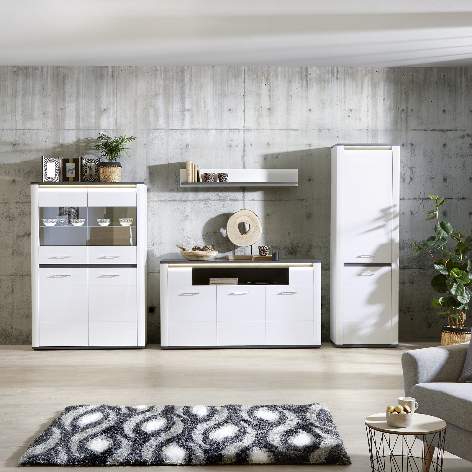 Luca Bessoni Mehrzweckschrank ALASSIO - weiß Hochglanz - 62 cm