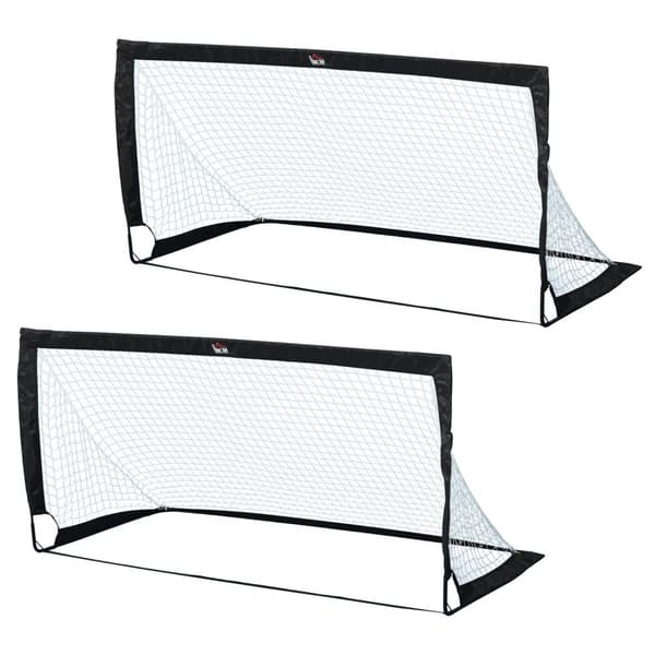 Fotballmål Sett Med 2 Minimål, Sammenleggbare Laget Av Stål Og Tetrolon, Svart, 186X90X89 Cm