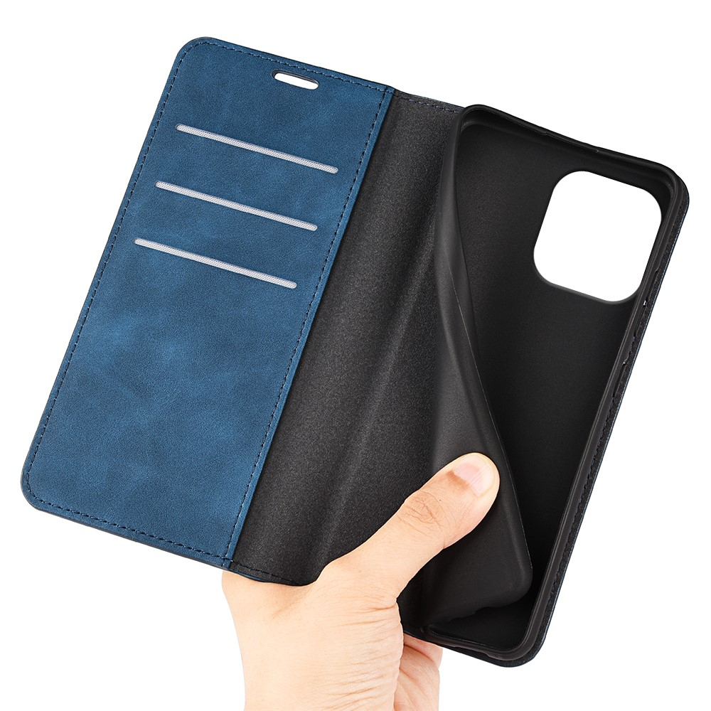 iPhone 16 Pro Max Vintage Leder Tasche Flip Cover Fashion Design - Blau