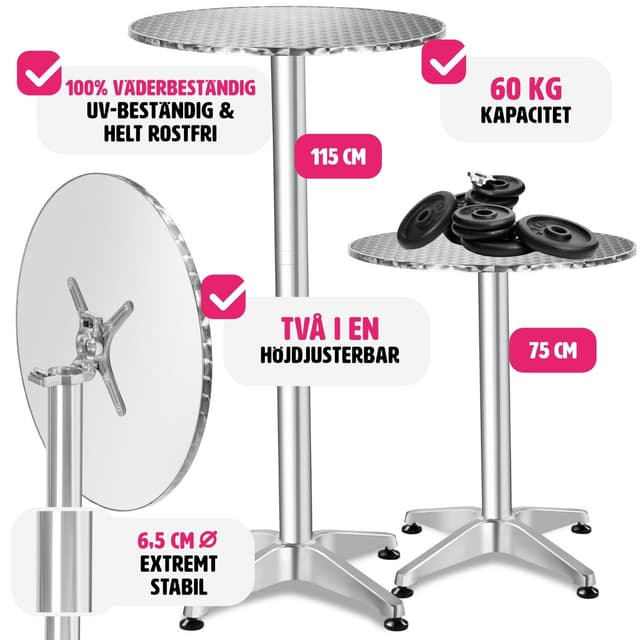 Cafebord i aluminium Ø60cm