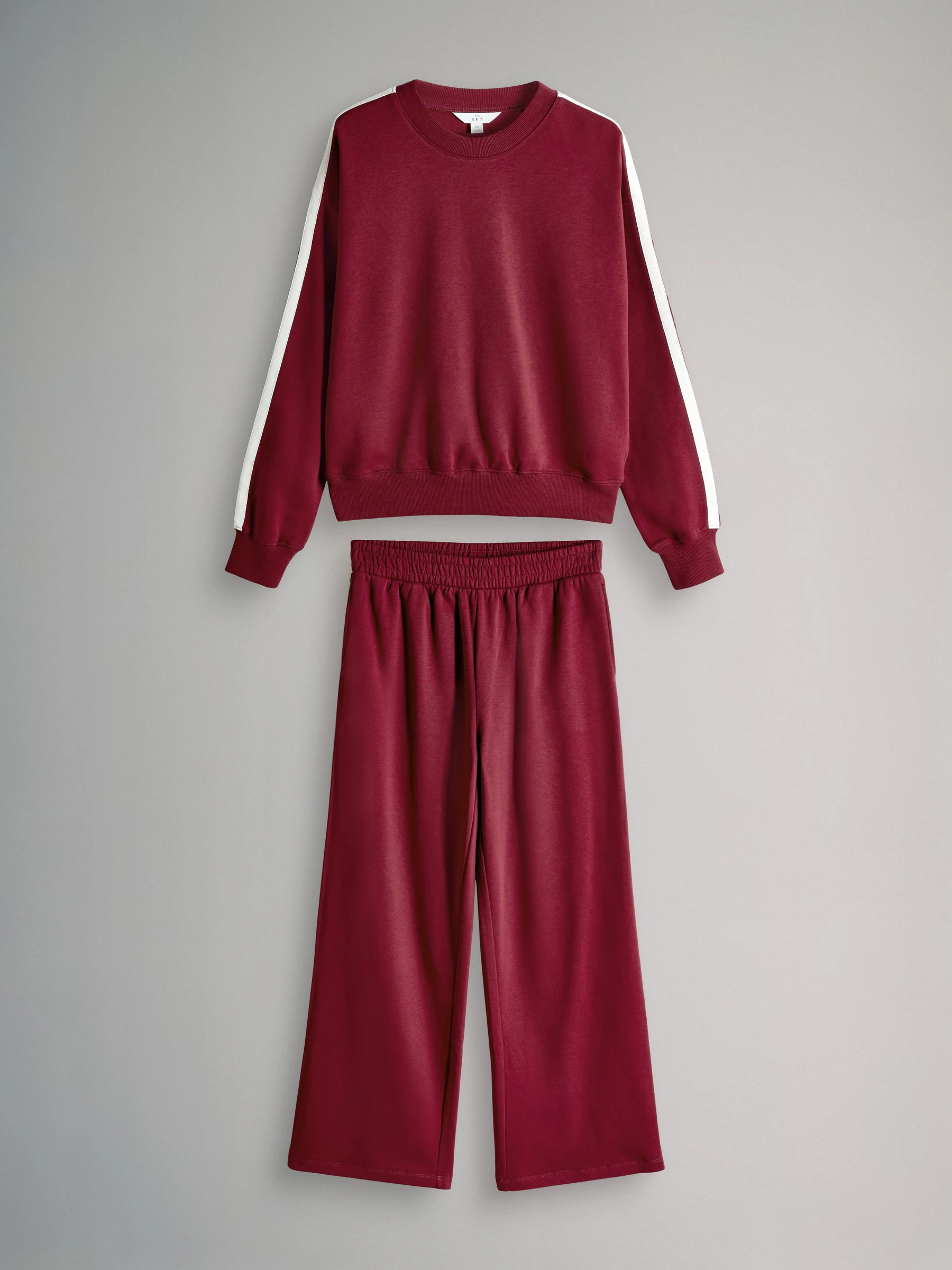The Set 2 Piece Taped Crew Neck Sweatshirt and Wide Leg Joggers Set