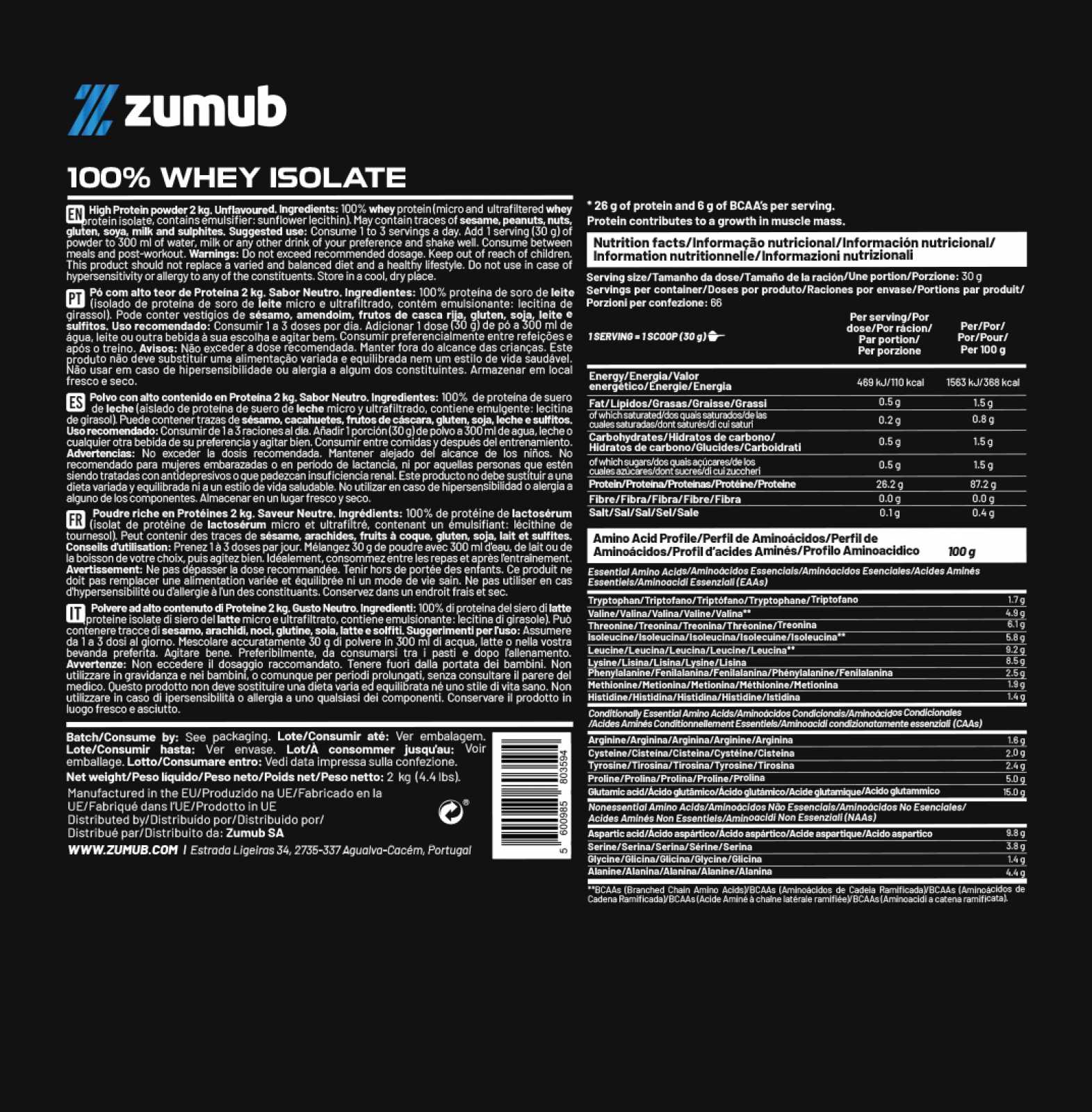 Zumub 100% Whey Isolate 30g