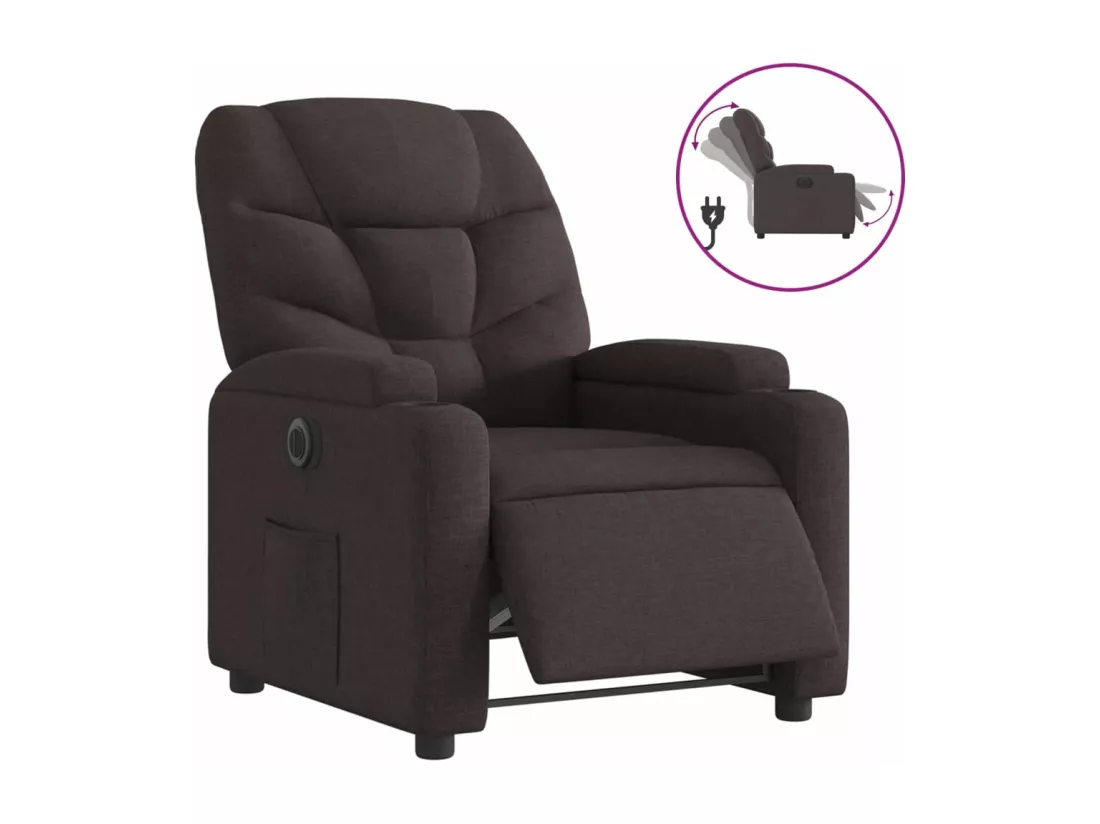 Fauteuil inclinable électrique Marron foncé Tissu