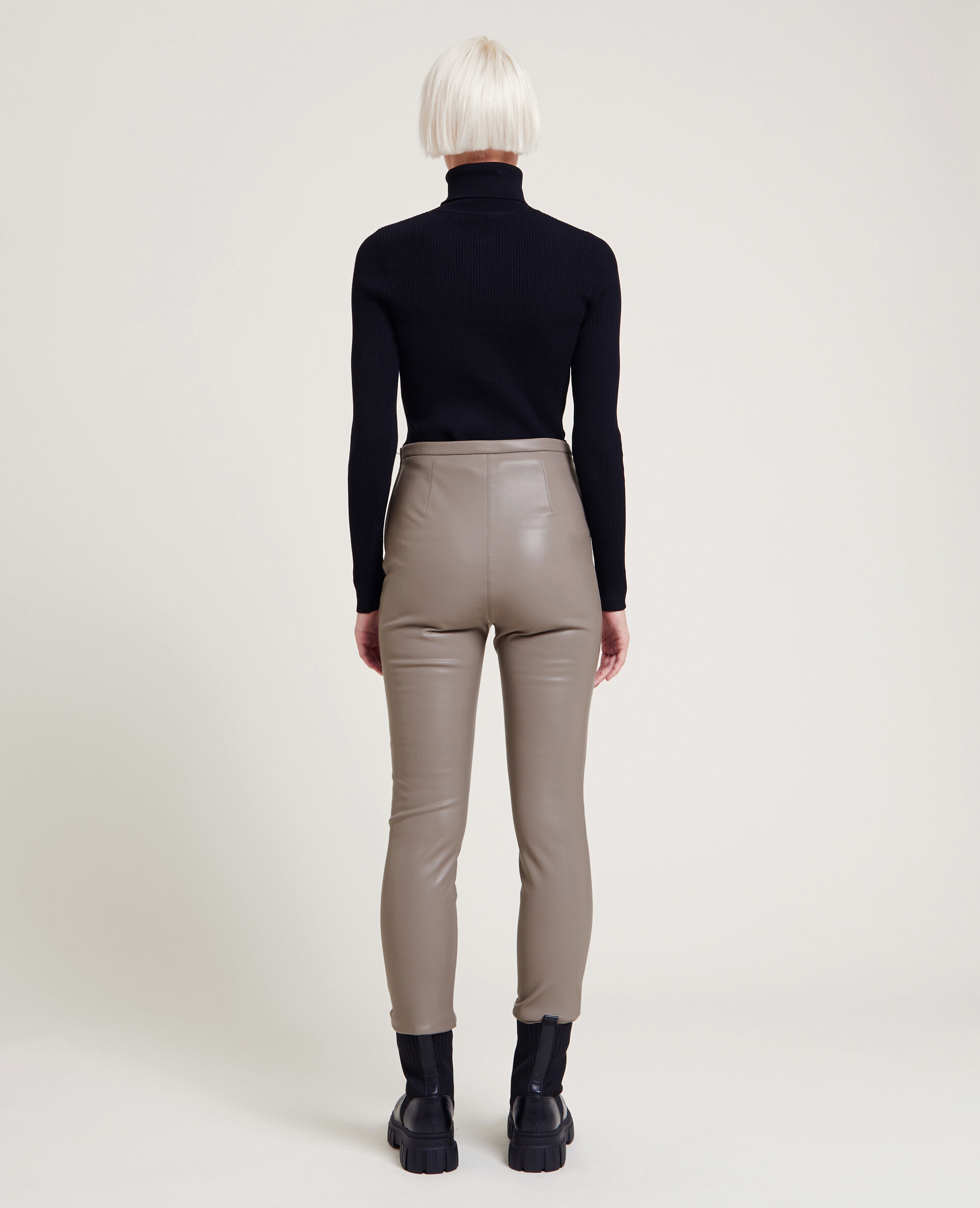 Legging simili cuir - Taupe
