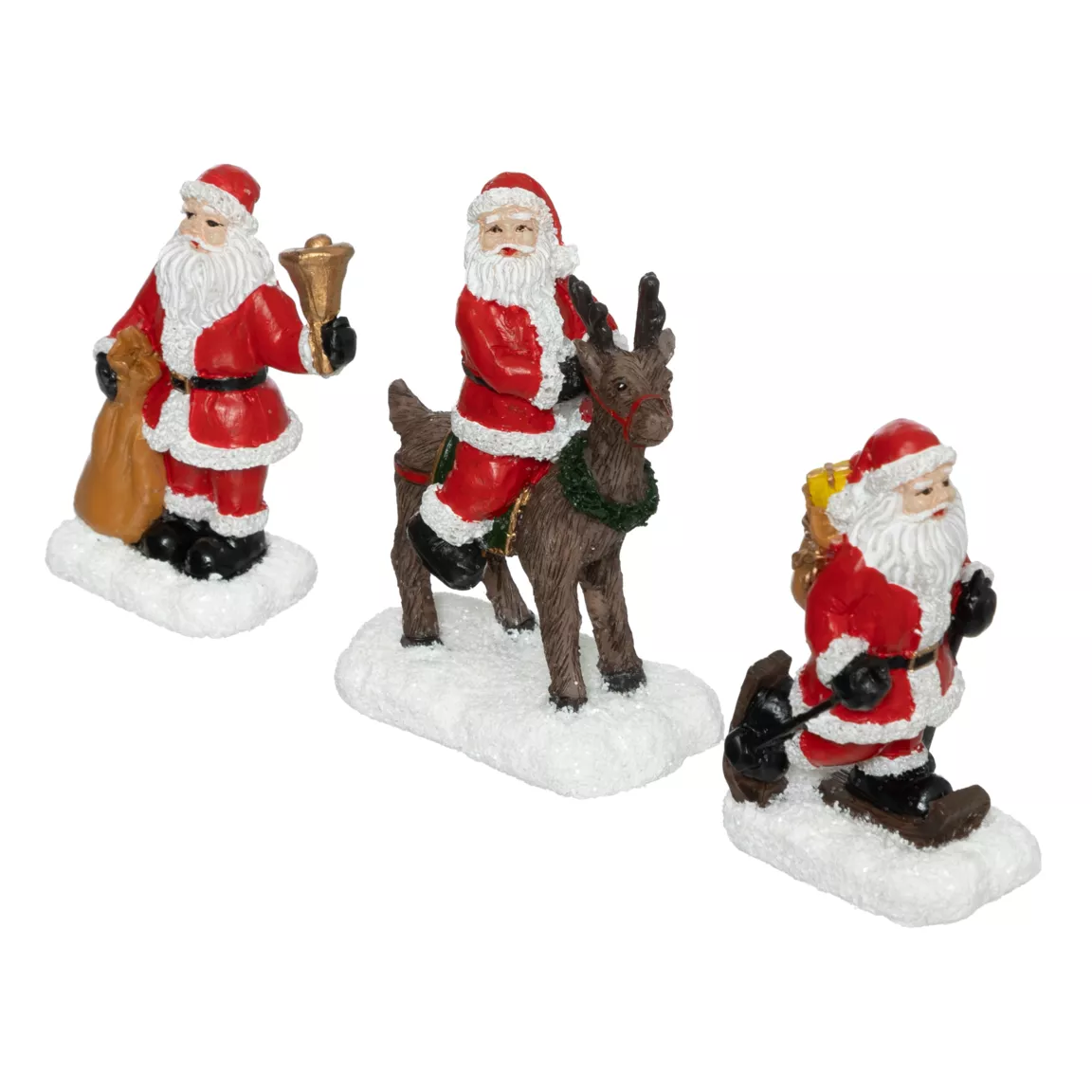 Lot de 3 figurines pour village (H7 cm) Père Noël en poste