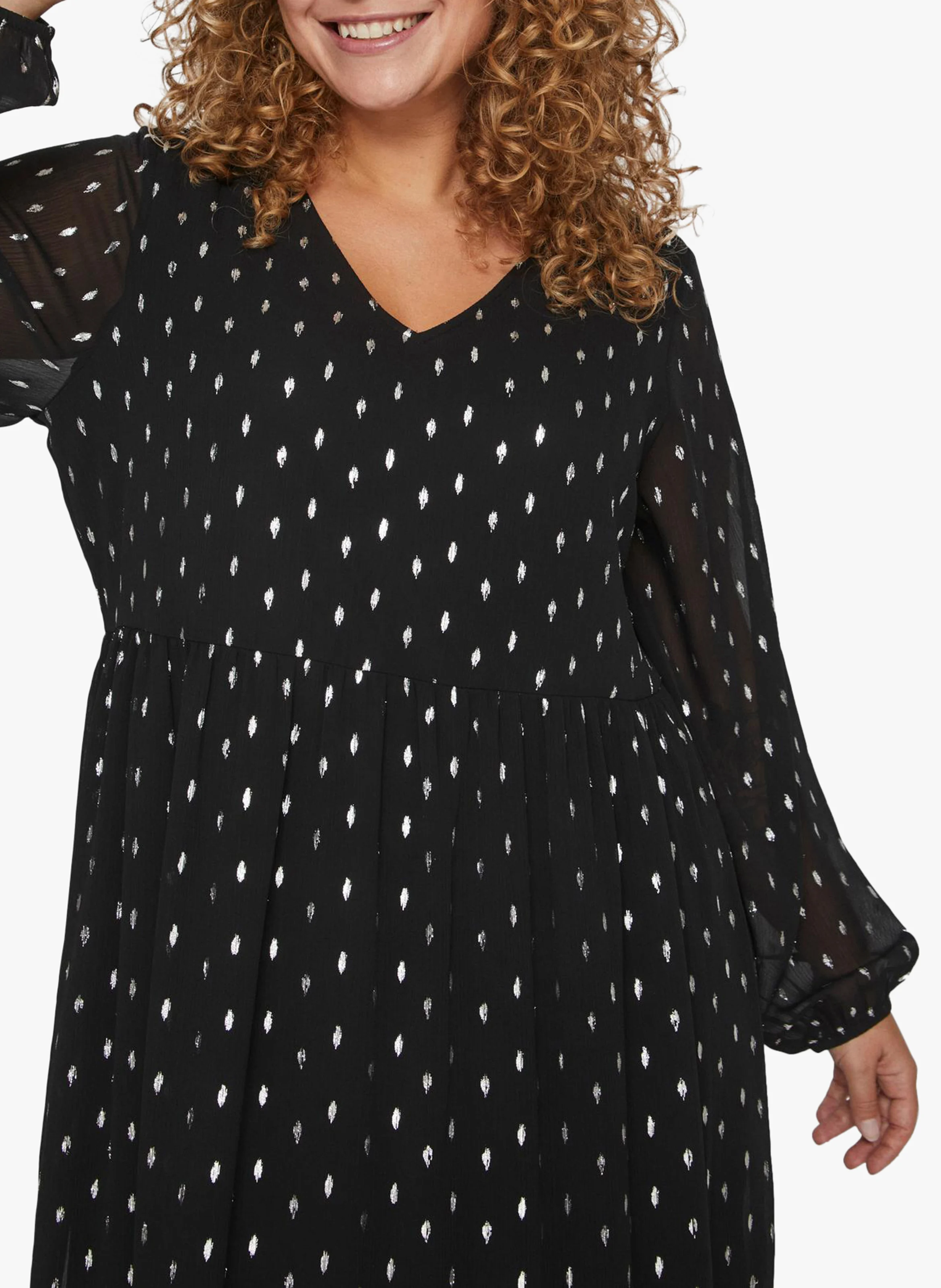 MINJA - Robe longue ample col V | Noir