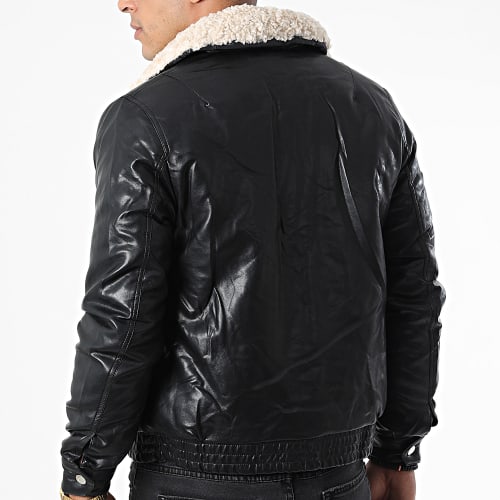 Veste Zippée Col Mouton Noir