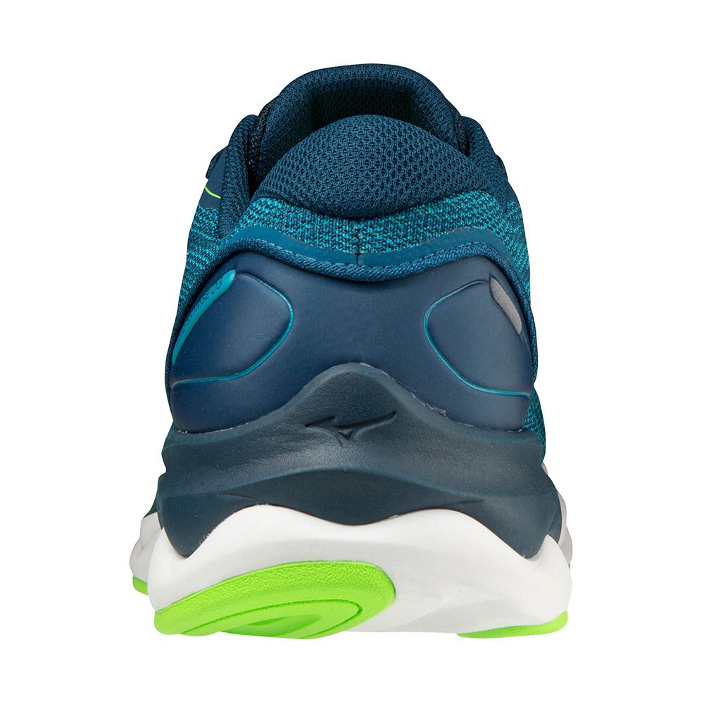 Mizuno WAVE SKYRISE 3 - Chaussures running Homme algiersb/wht/greengecko