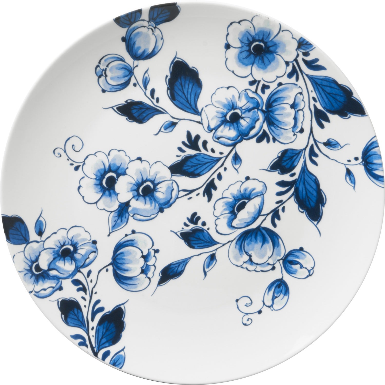 Heinen Delfts Blauw wandbord Bloem blauw D 26,5 H 3 cm