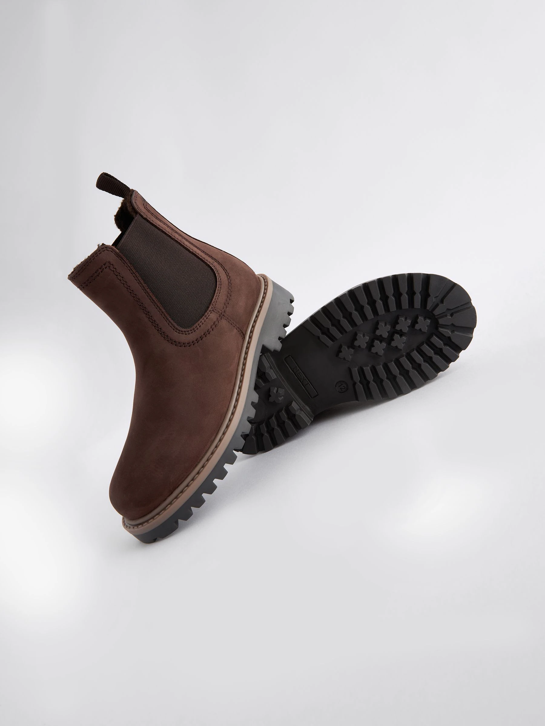 Chocoladebruin - Leren warmgevoerde Chelsea-laarzen