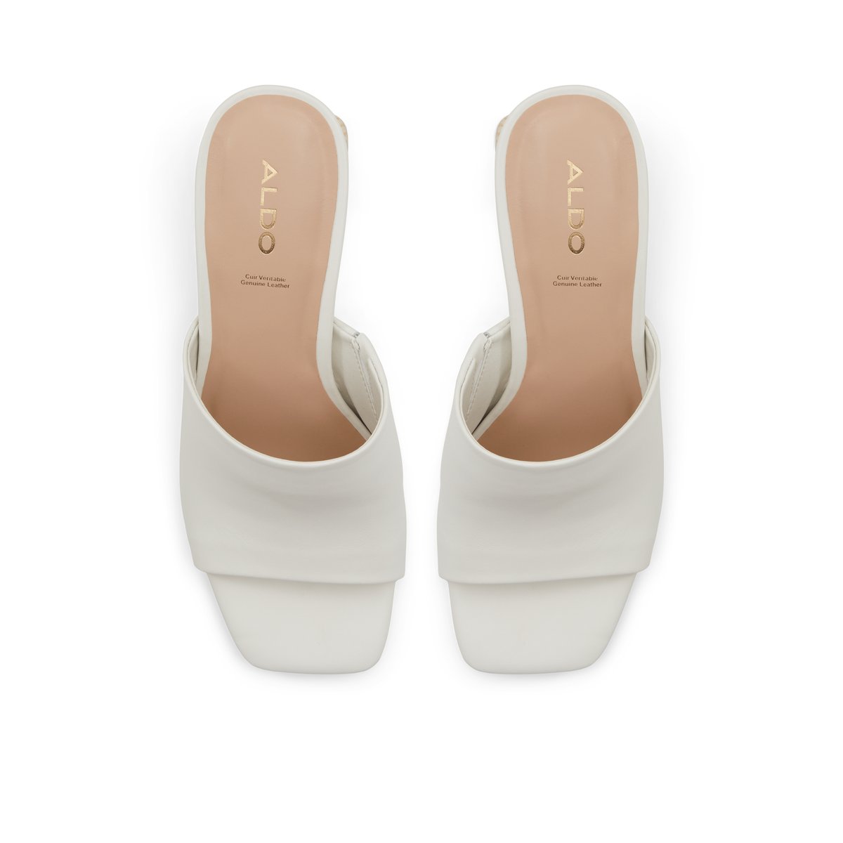 ALDO-Harans-l-Mules Sandales - Talon bloc - Blanc/Oss