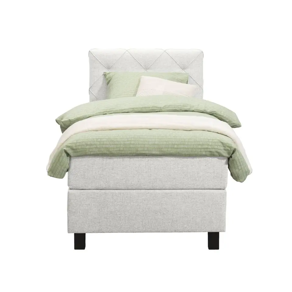 Boxspring Liv geruit - ecru - 90x200 cm - vierkante poot