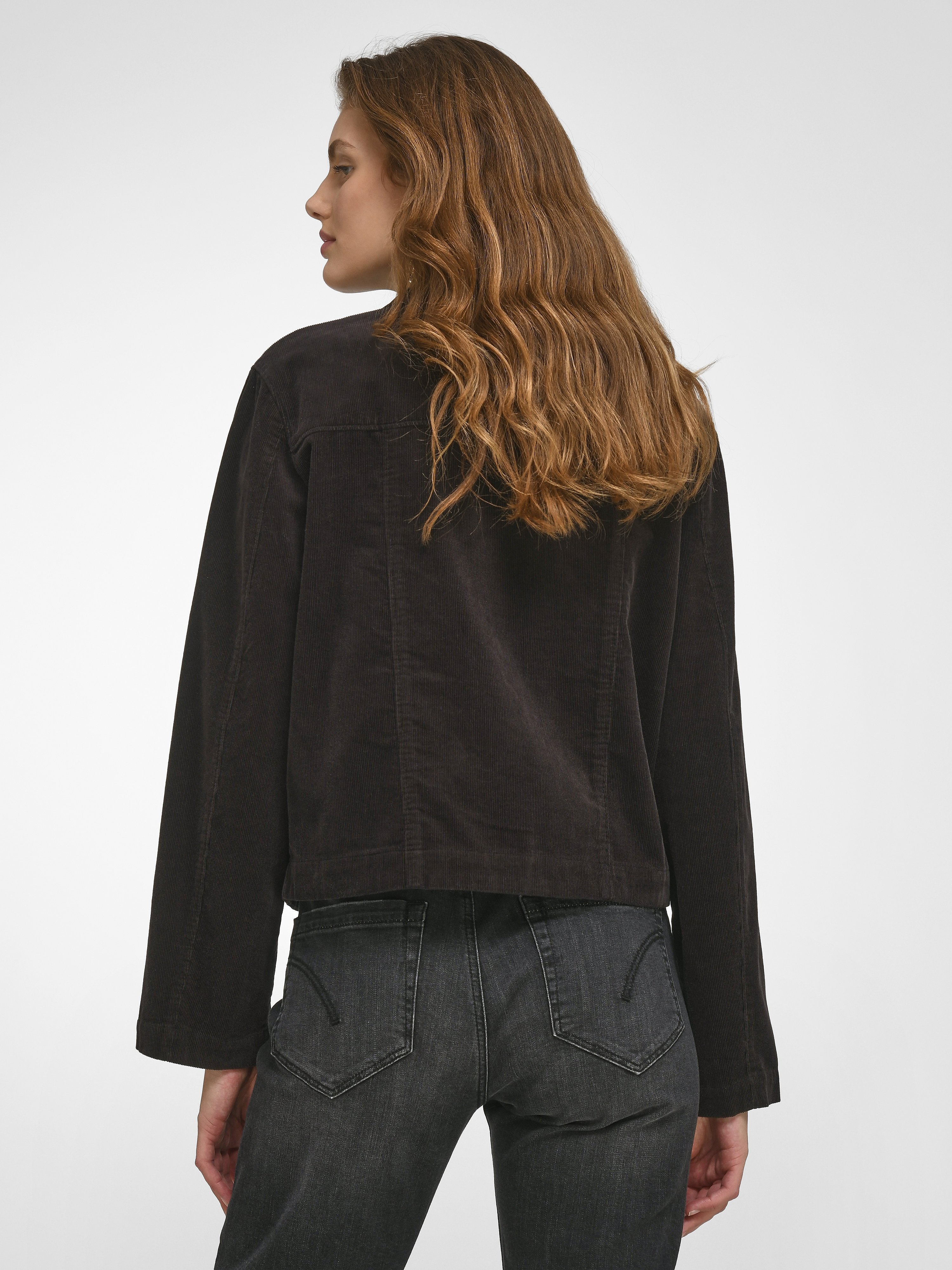 Cordjacke mit Umlege­kragen