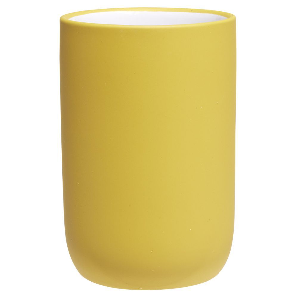 Gobelet céramique jaune intérieur blanc Ø6,8xH10cm