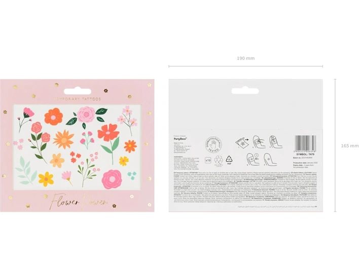 Partydeco Tattoo Set Blumen Temporäre Tattoos