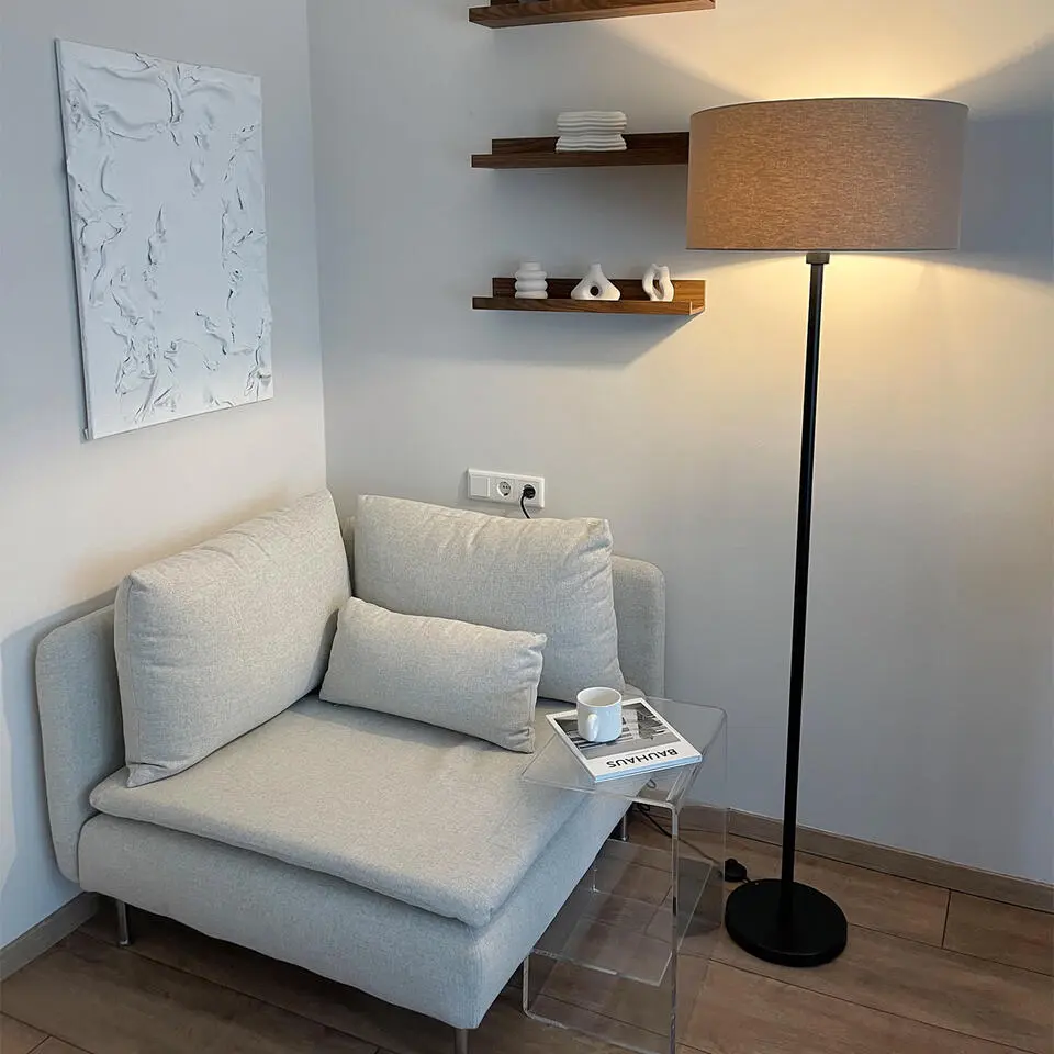 Qazqa vloerlampen simplo stof zwart e27