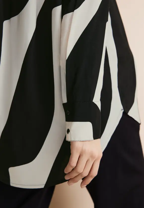 Print Viskosebluse - Black